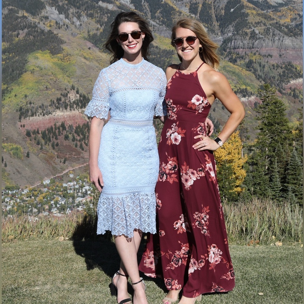 Lulu’s Floral Maxi Dress Burgundy